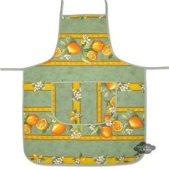 Lemons Green Cotton Kitchen Apron By Tissus Toselli