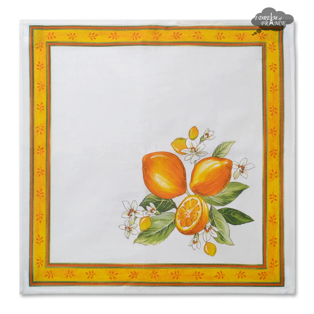 Lemons White Provence Cotton Napkin By Tissus Toselli 4 Lemons White Provence Cotton Napkin By Tissus Toselli - Image 2