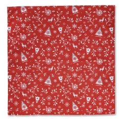 Mistletoe Red French Cotton Napkin By Tissus Toselli
