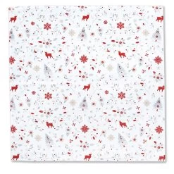 Mistletoe White French Cotton Napkin By Tissus Toselli