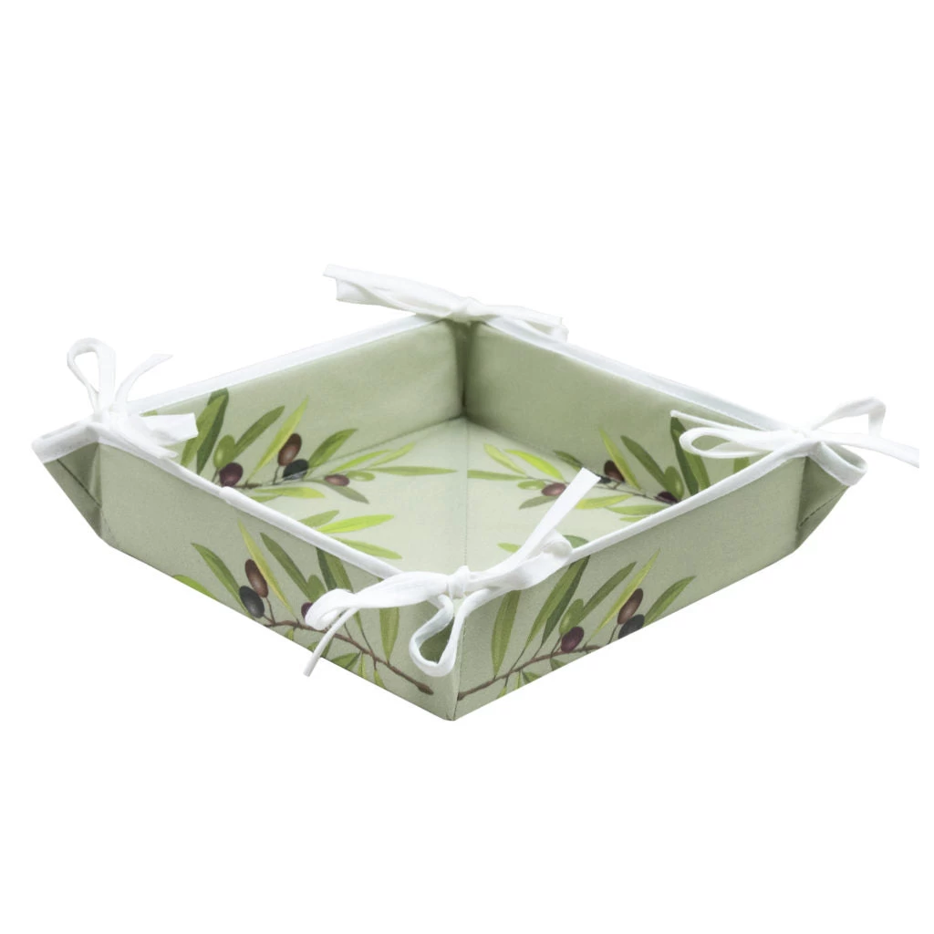 Nyons Green Acrylic Coated Bread Basket By Tissus Toselli 3 Nyons Green Acrylic Coated Bread Basket By Tissus Toselli