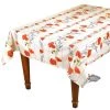 60x96" Striped Rectangular Poppies Cream Acrylic Coated Cotton Tablecloth By Tissus Toselli -Home Kitchen And Dining Tablecloth Shop tissus toselli poppies cream rectangular striped cotton coated tablecloth sqw