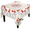 70" Square Poppies Cream Acrylic-Coated Cotton Tablecloth By Tissus Toselli 2 70" Square Poppies Cream Acrylic-Coated Cotton Tablecloth By Tissus Toselli -Home Kitchen And Dining Tablecloth Shop tissus toselli poppies cream square round cotton coated tablecloth sqw