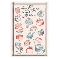 Cheeses Of France (Fromages De France) French Cotton Tea Towel By Winkler Torchons & Bouchons