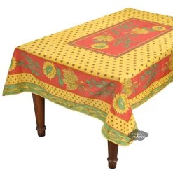 Tournesol Red/Yellow French Provencal Polyester Tablecloth - 59x94" Rectangular