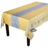 60x138" Rectangular Valensole Yellow Double Border Coated Cotton Tablecloth By Label France